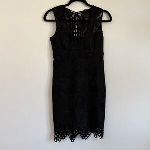 Bardot Deco Lace Mini Dress - Black - XS